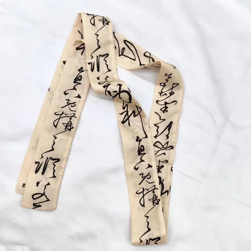 New Chinese Style Hanfu Hair Band Ink Bamboo Leaf Long Antique Hair Rope with Landscape Printing Silk Scarf Headwear Hair Accessories - Image 4