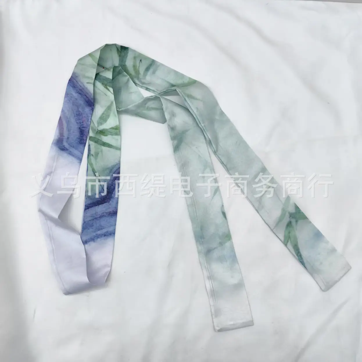 New Chinese Style Hanfu Hair Band Ink Bamboo Leaf Long Antique Hair Rope with Landscape Printing Silk Scarf Headwear Hair Accessories - Image 41