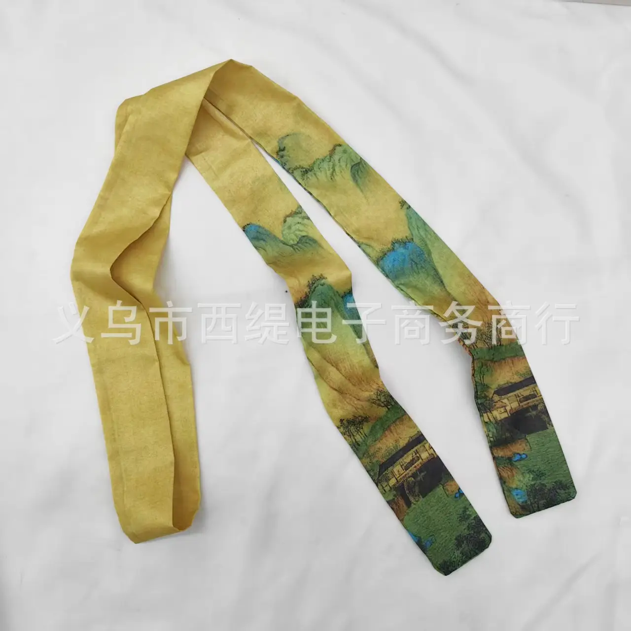 New Chinese Style Hanfu Hair Band Ink Bamboo Leaf Long Antique Hair Rope with Landscape Printing Silk Scarf Headwear Hair Accessories - Image 44