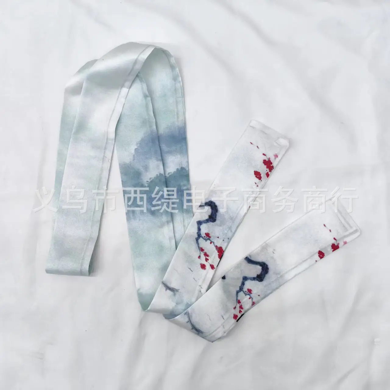 New Chinese Style Hanfu Hair Band Ink Bamboo Leaf Long Antique Hair Rope with Landscape Printing Silk Scarf Headwear Hair Accessories - Image 47