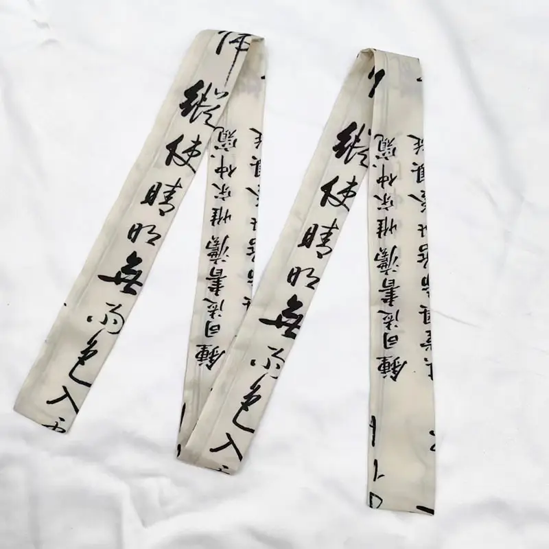New Chinese Style Hanfu Hair Band Ink Bamboo Leaf Long Antique Hair Rope with Landscape Printing Silk Scarf Headwear Hair Accessories - Image 7