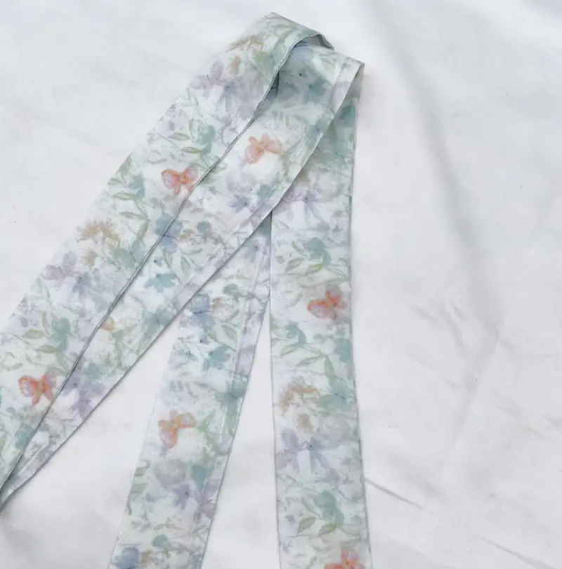 New Chinese Style Hanfu Hair Band Ink Bamboo Leaf Long Antique Hair Rope with Landscape Printing Silk Scarf Headwear Hair Accessories - Image 8
