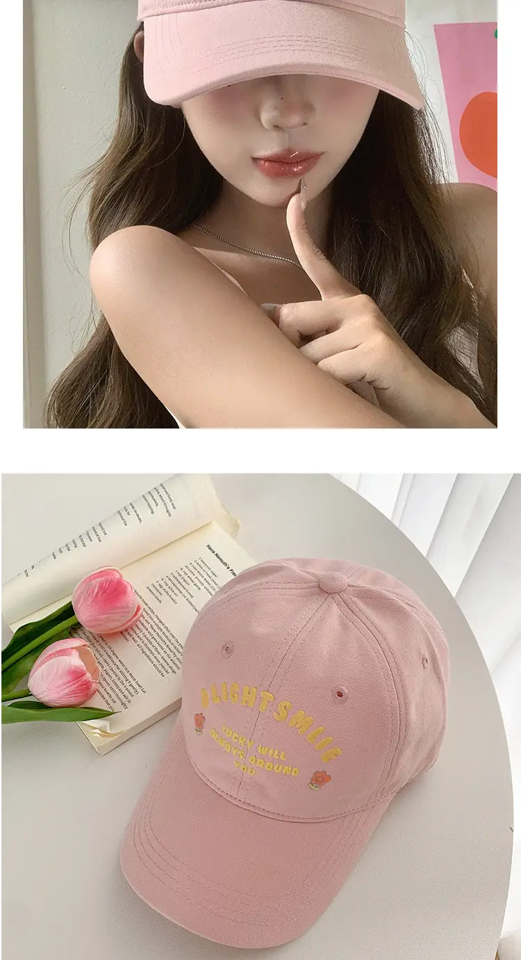 Flower Pink Letter Embroidered Baseball Cap Women's Spring Summer — feature 6
