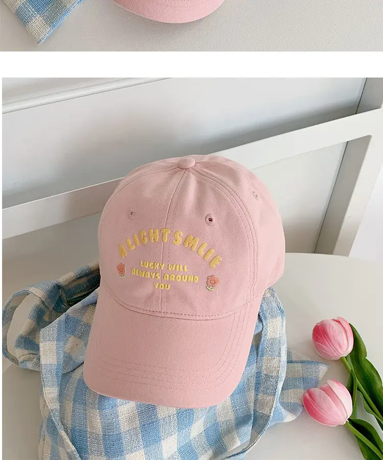Flower Pink Letter Embroidered Baseball Cap Women's Spring Summer — feature 8