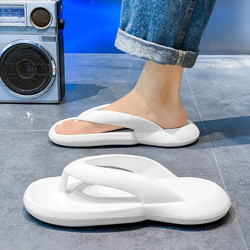 Men's 2025 LED Light Flip Flops Black Rubber