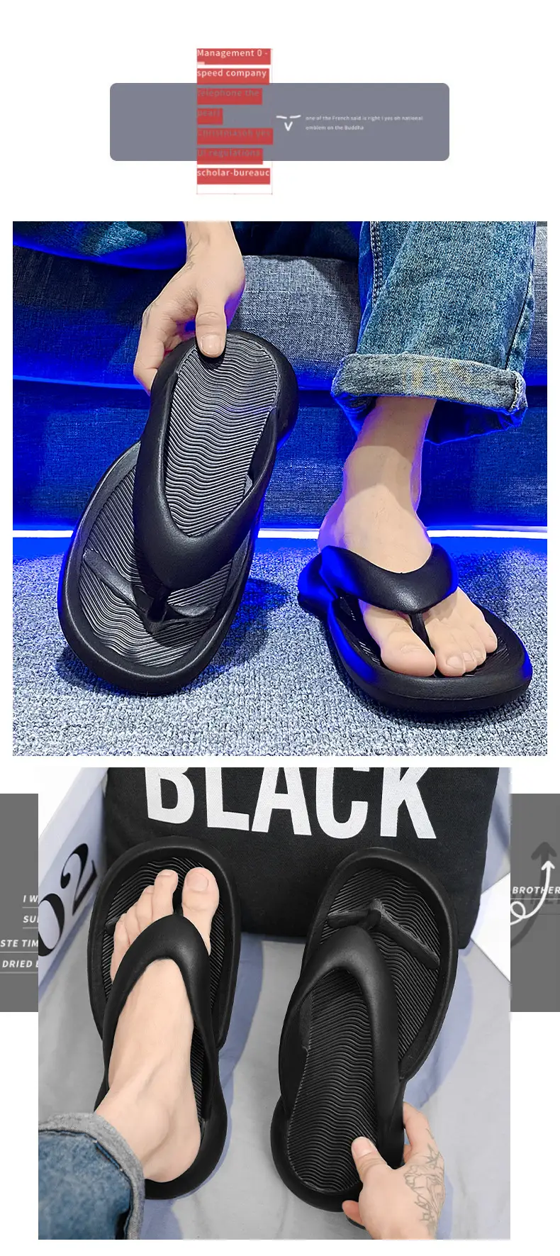 Men's 2025 LED Light Flip Flops Black Rubber — feature 8