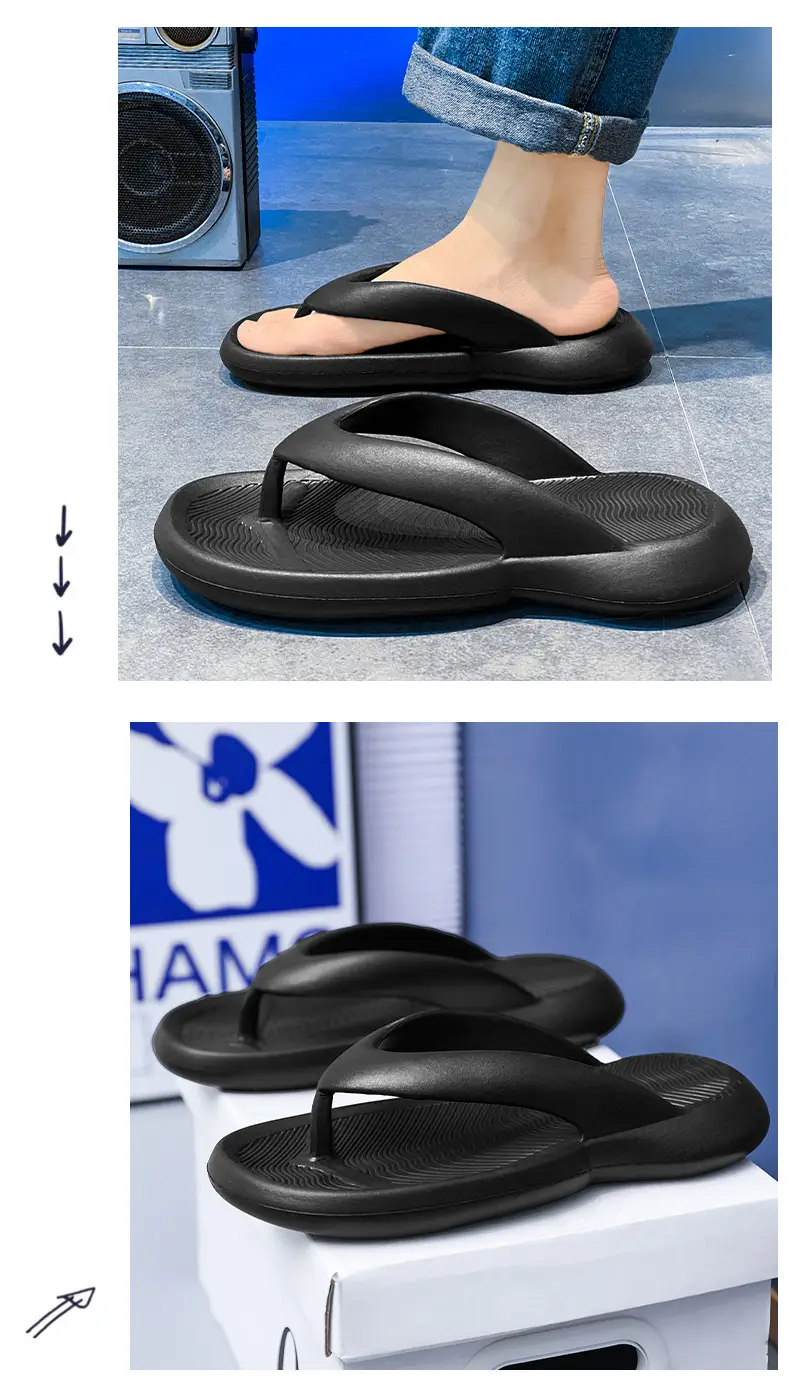 Men's 2025 LED Light Flip Flops Black Rubber — feature 9