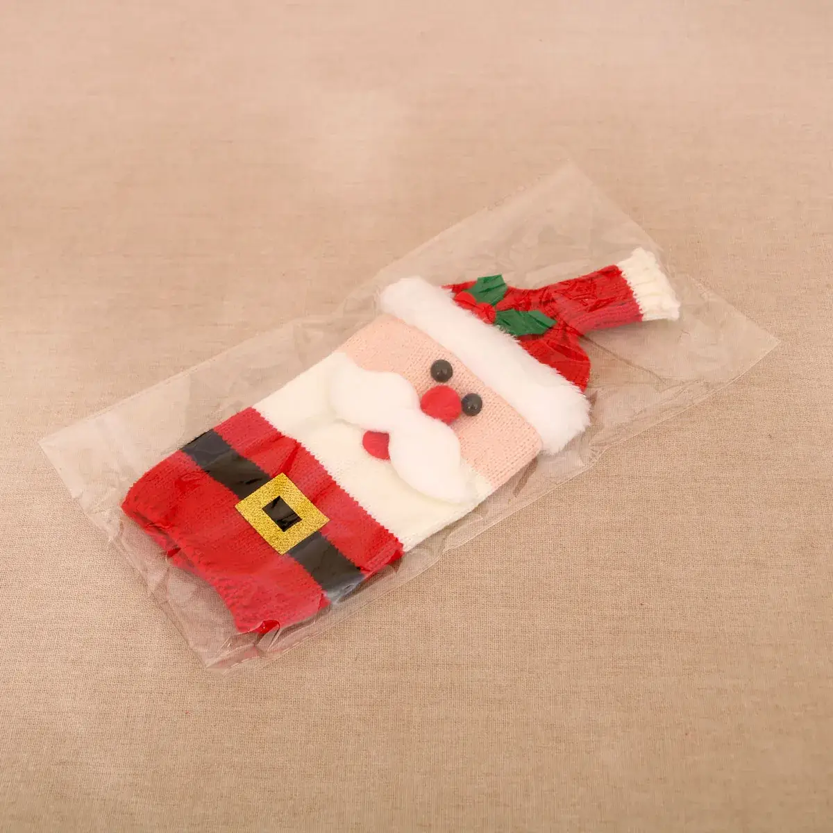 Knitted Wool Christmas Wine Bottle Decor Set Red Black White — feature 6