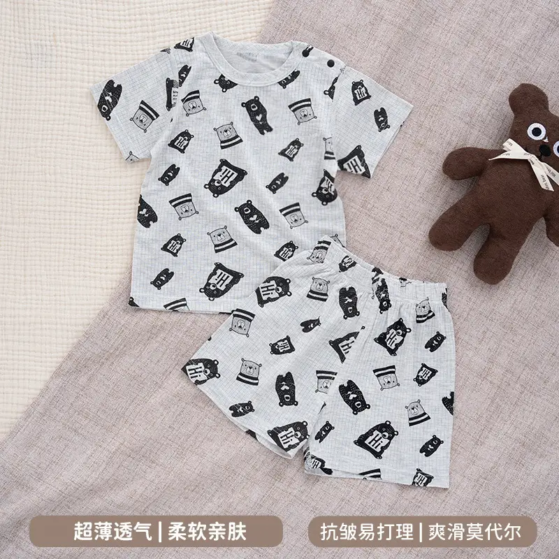 2026 Summer Ultra-Thin Modal Lace Set Baby Girl Pajamas Little Princess Short-Sleeve Homewear — feature 32