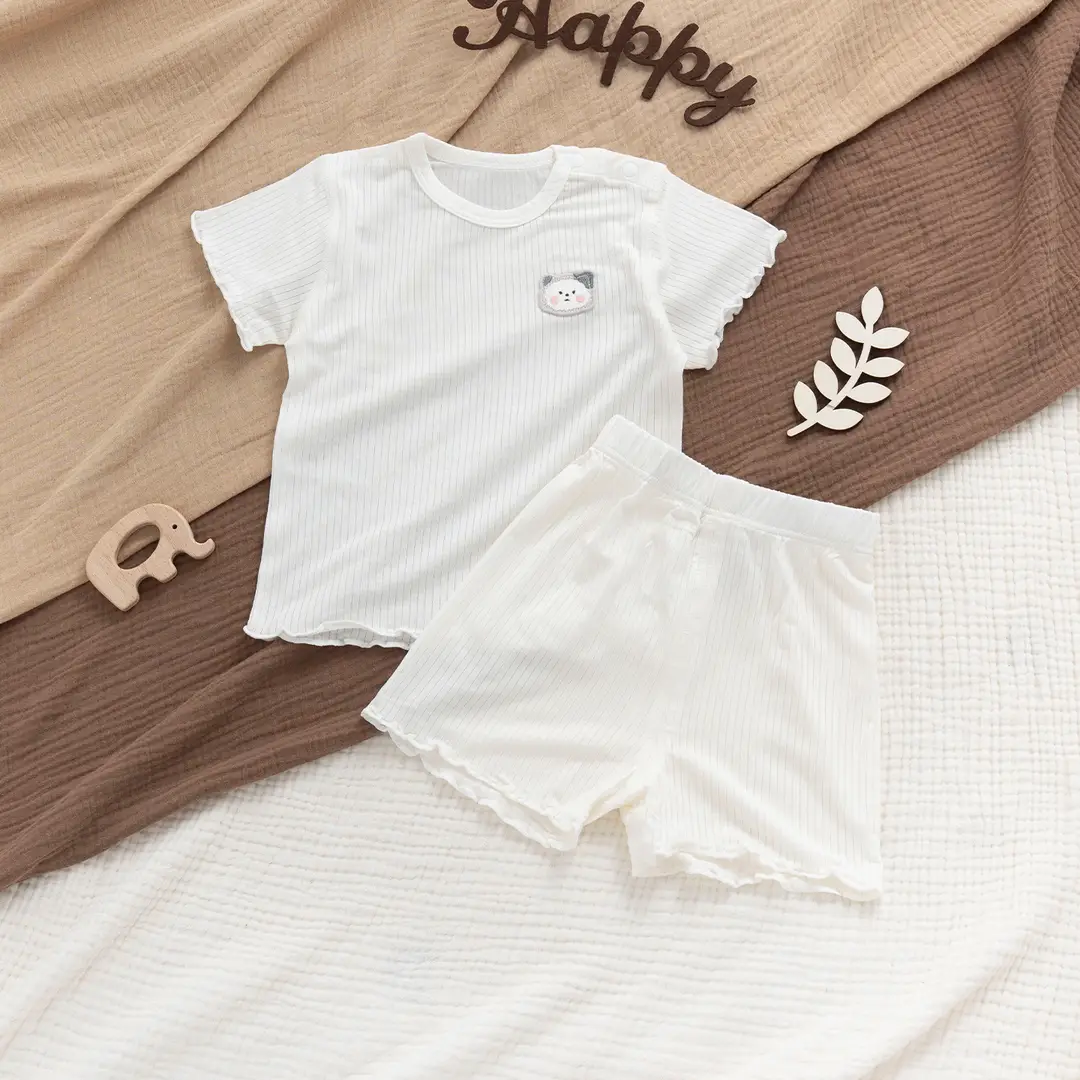 2026 Summer Ultra-Thin Modal Lace Set Baby Girl Pajamas Little Princess Short-Sleeve Homewear