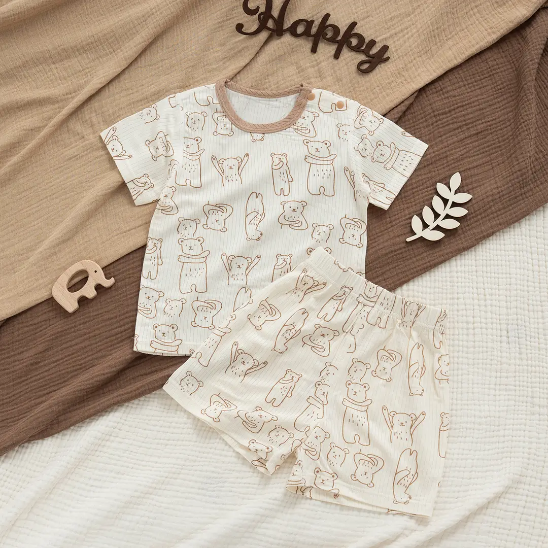 2026 Summer Ultra-Thin Modal Lace Set Baby Girl Pajamas Little Princess Short-Sleeve Homewear