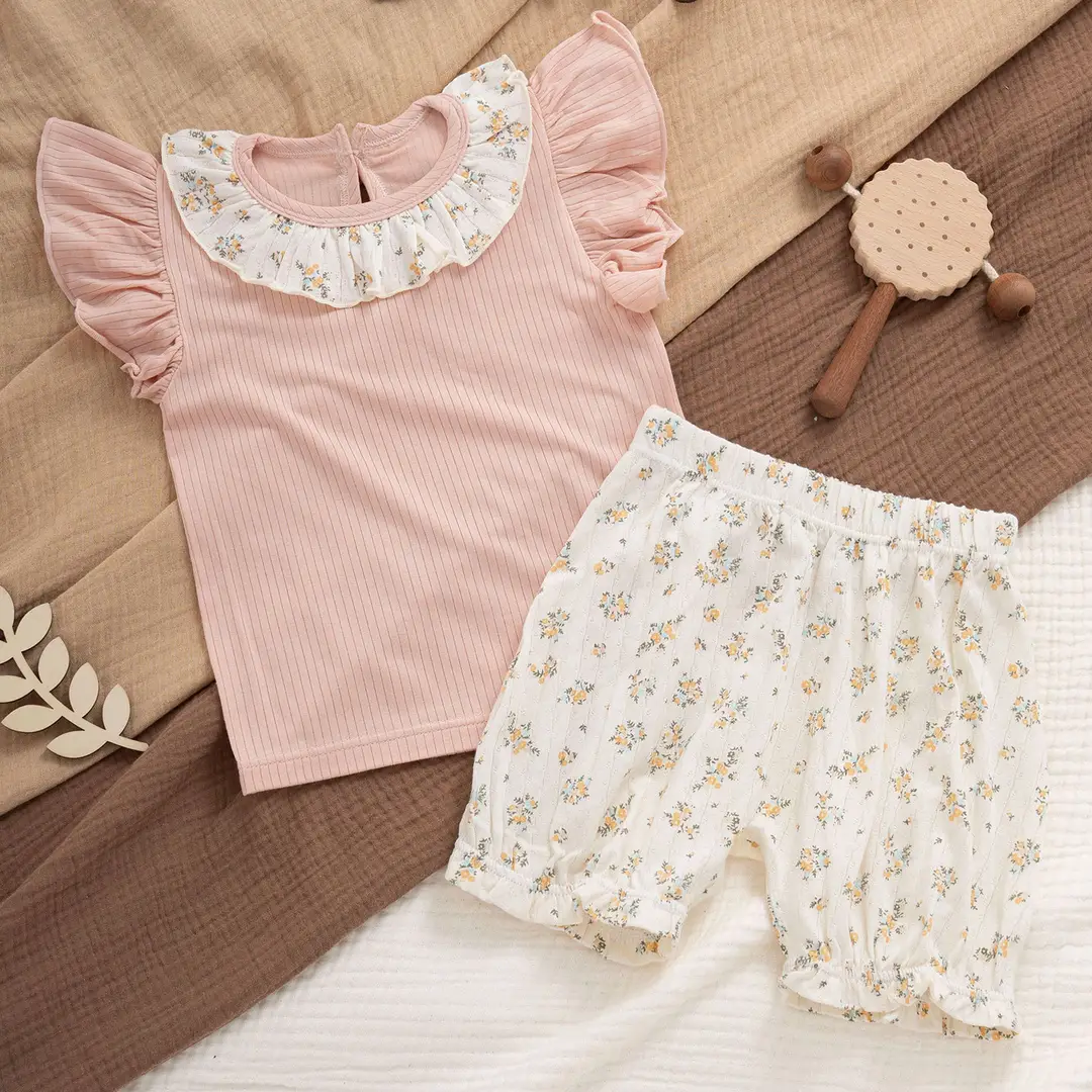 2026 Summer Ultra-Thin Modal Lace Set Baby Girl Pajamas Little Princess Short-Sleeve Homewear