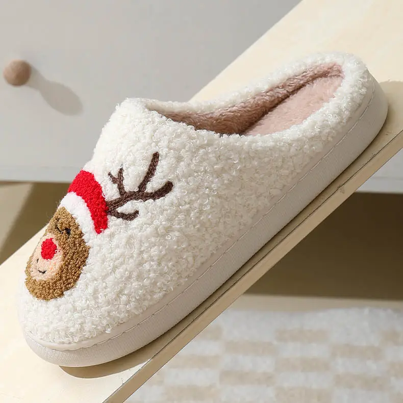 Christmas Reindeer Cotton Slippers with Thick Fleece & Non-Slip Soles - Image 5