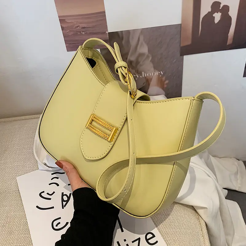 Women's New Niche Luxury Textured Shoulder Bag Beige Gold - Image 5