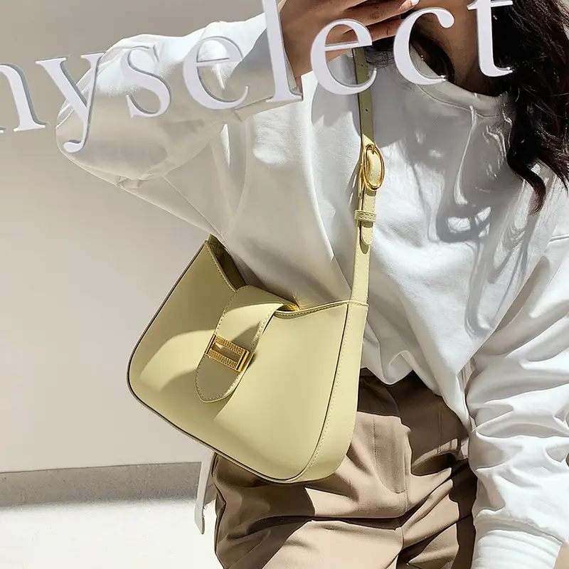 Women's New Niche Luxury Textured Shoulder Bag Beige Gold - Image 8