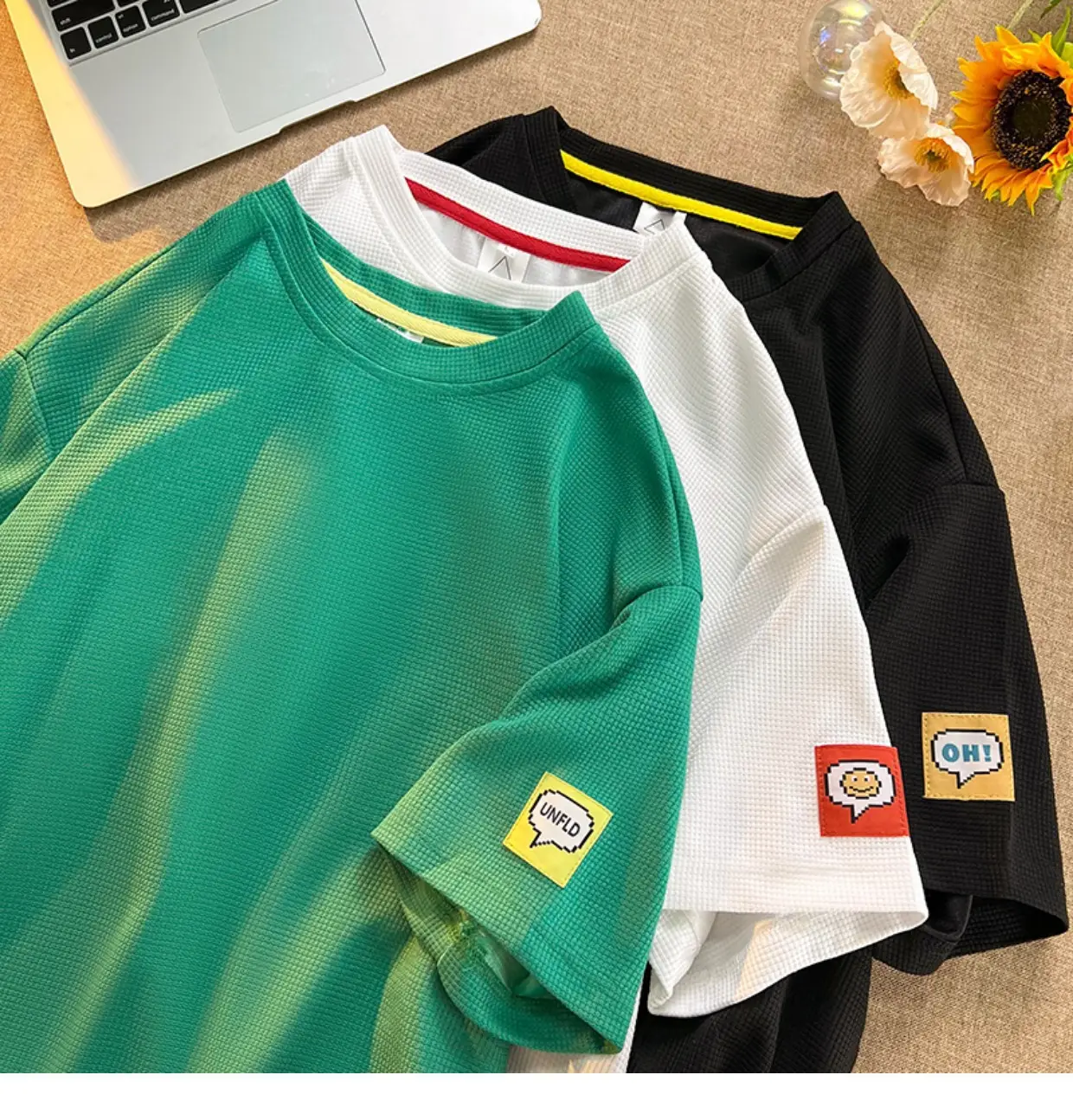 Black Loose Sleeve T-Shirt for Boys Teenage Wear — feature 5