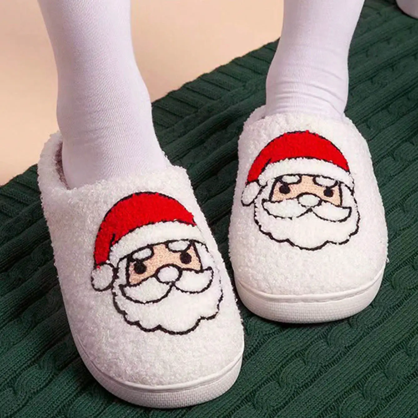 New Arrival Cute Santa Wool Slippers for Men Women Winter Warm - Image 5