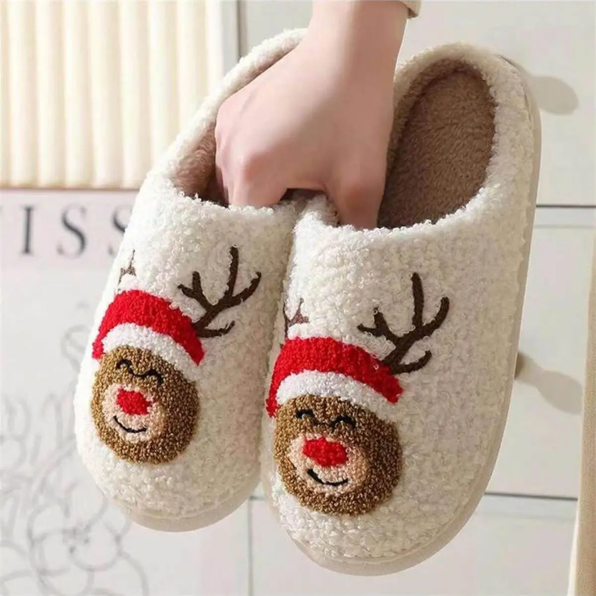 New Arrival Cute Santa Wool Slippers for Men Women Winter Warm - Image 6