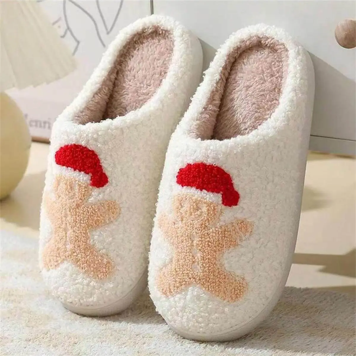 New Arrival Cute Santa Wool Slippers for Men Women Winter Warm - Image 7