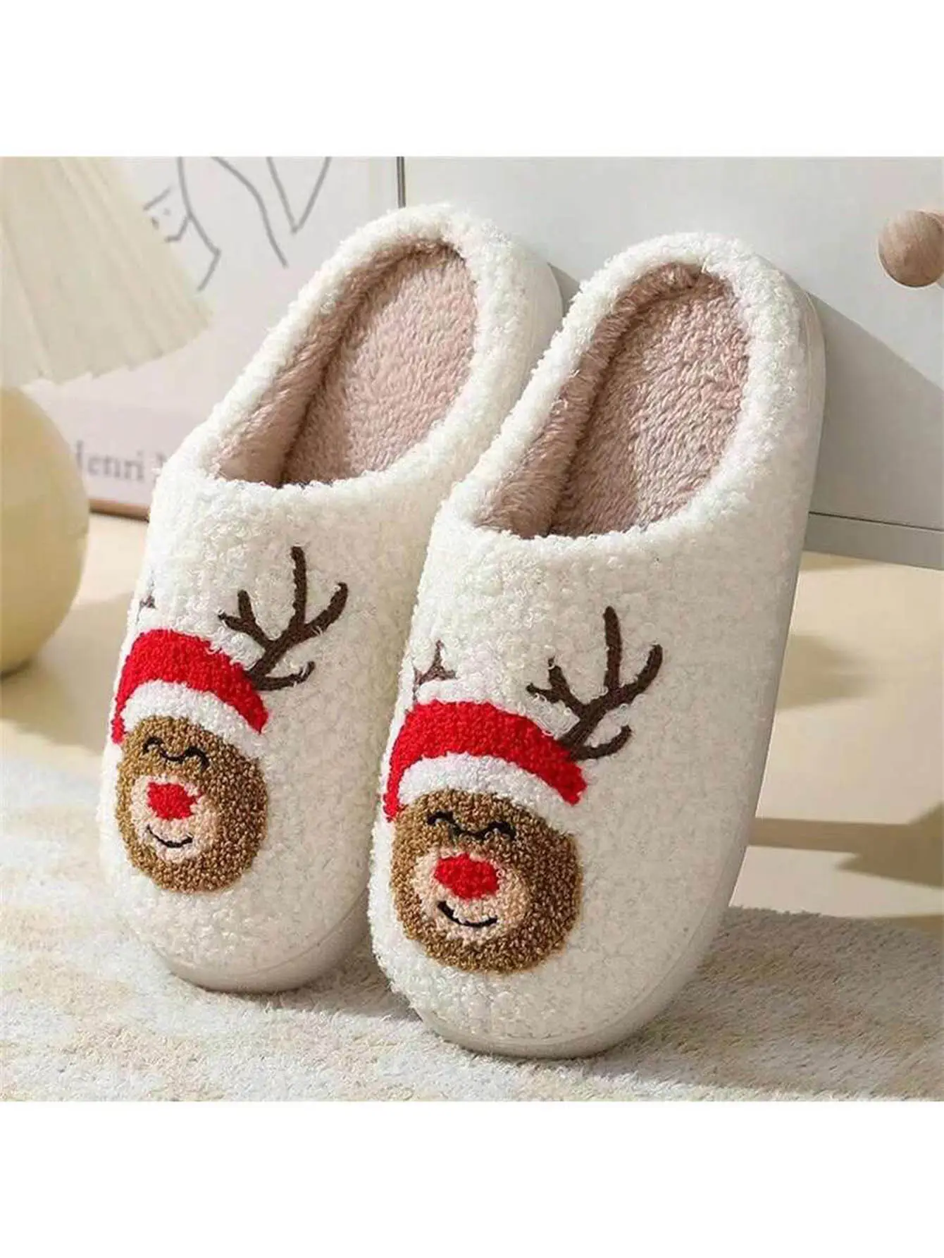 New Arrival Cute Santa Wool Slippers for Men Women Winter Warm — feature 11