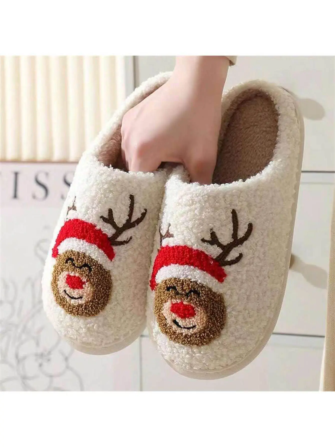 New Arrival Cute Santa Wool Slippers for Men Women Winter Warm — feature 13