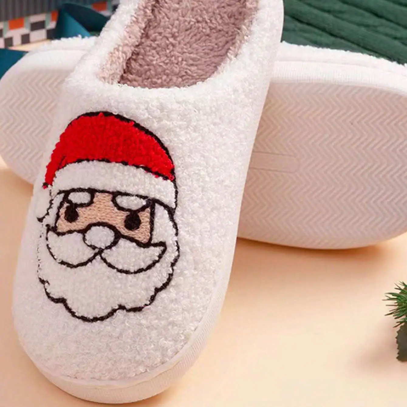 New Arrival Cute Santa Wool Slippers for Men Women Winter Warm — feature 3