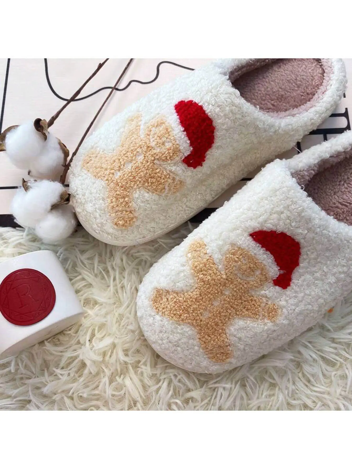 New Arrival Cute Santa Wool Slippers for Men Women Winter Warm — feature 6