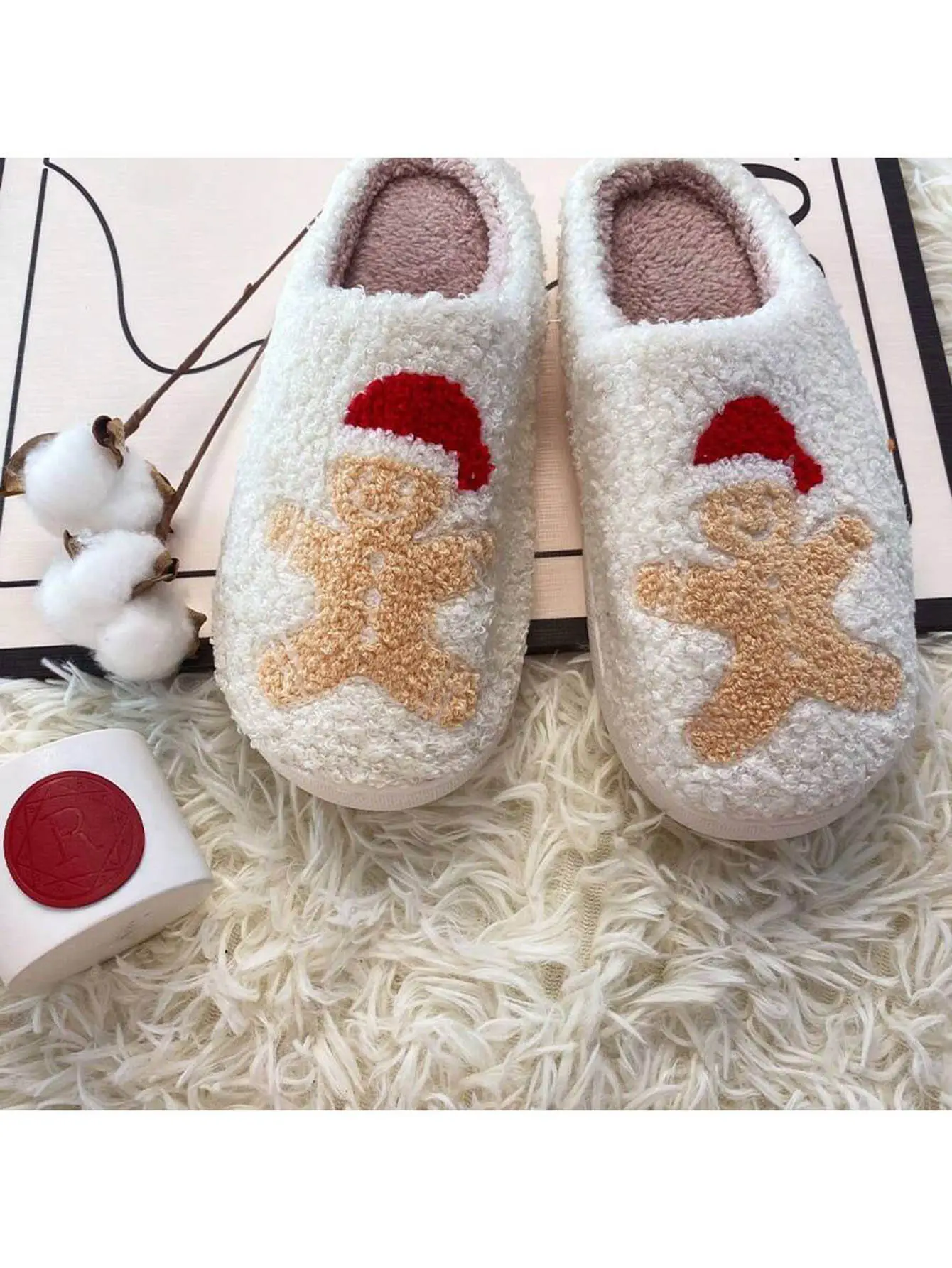 New Arrival Cute Santa Wool Slippers for Men Women Winter Warm — feature 9