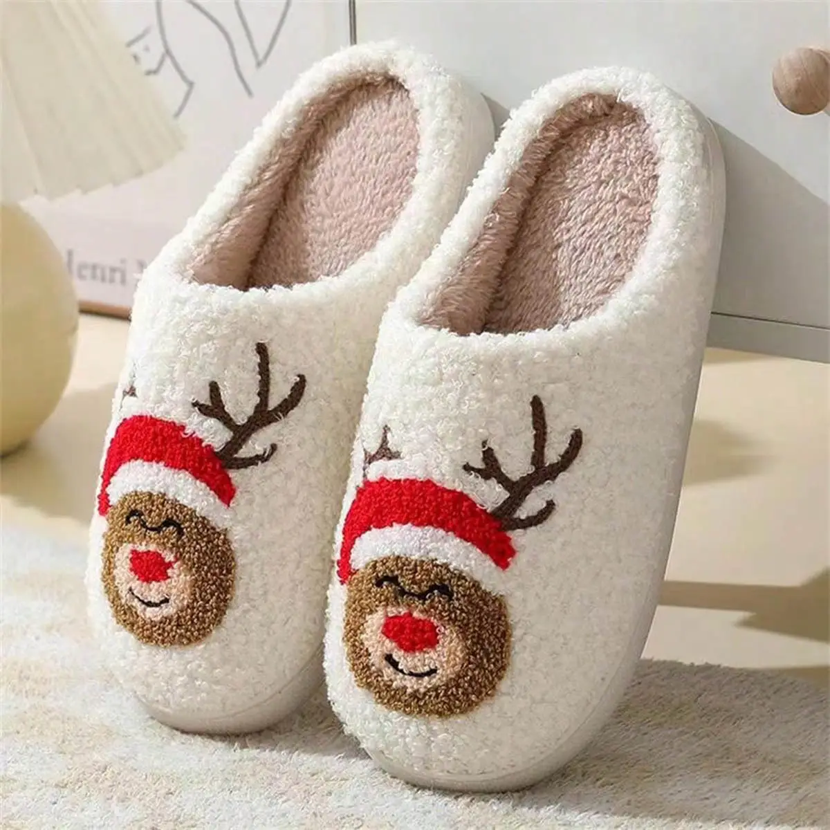 New Arrival Cute Santa Wool Slippers for Men Women Winter Warm - Image 2