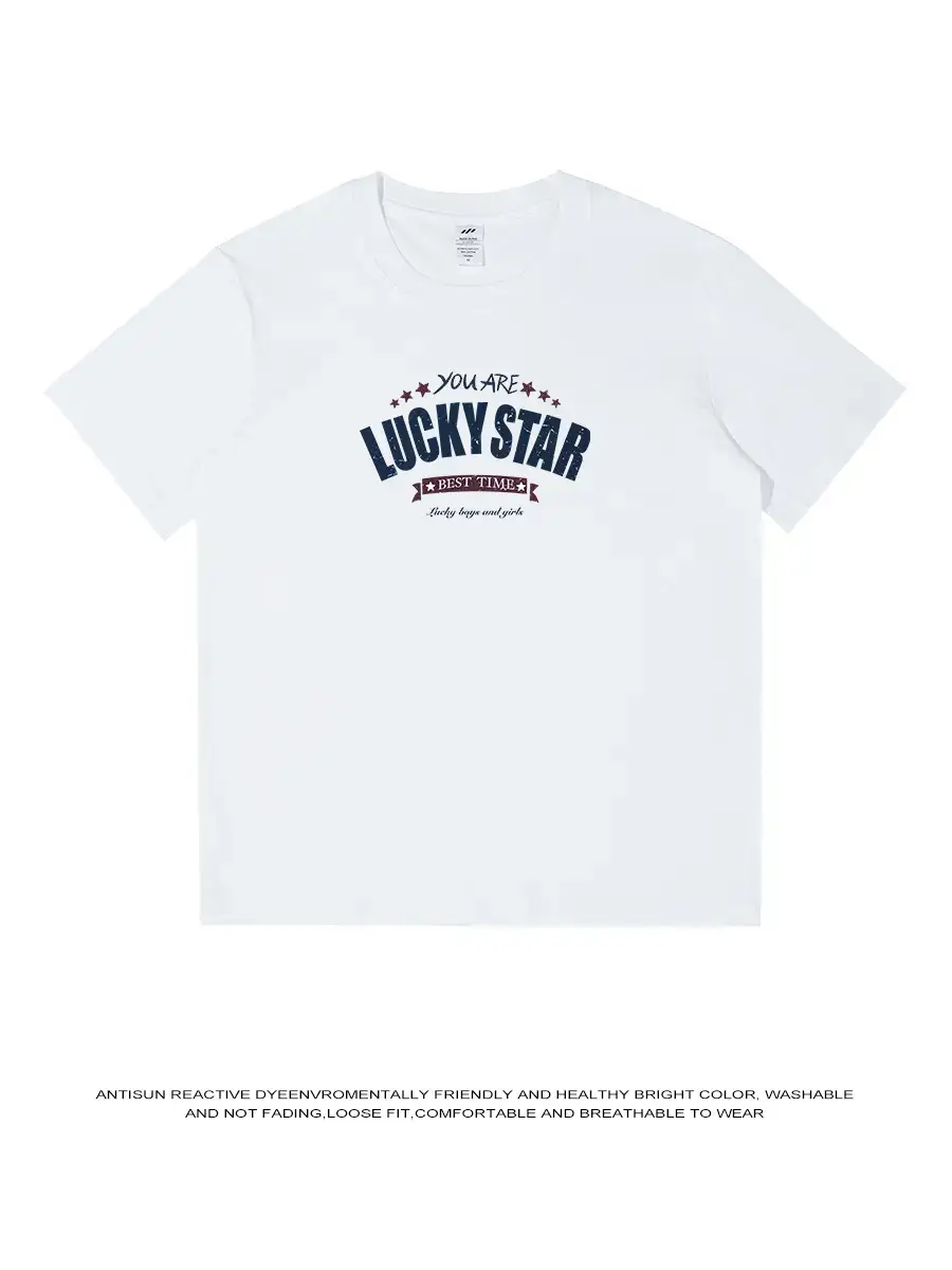 American Trend Letter Short Sleeve Men's 230g Cotton Top