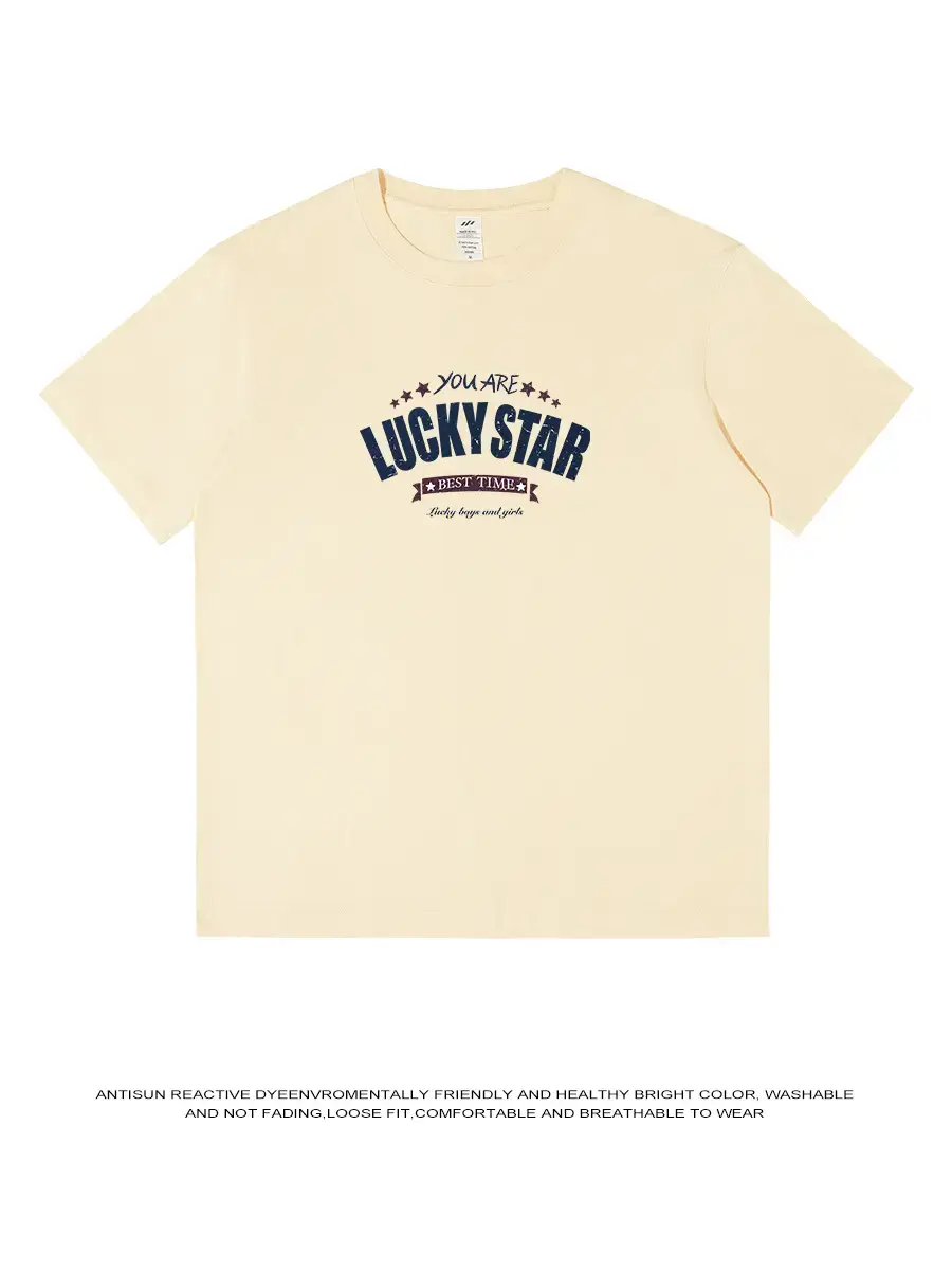 American Trend Letter Short Sleeve Men's 230g Cotton Top