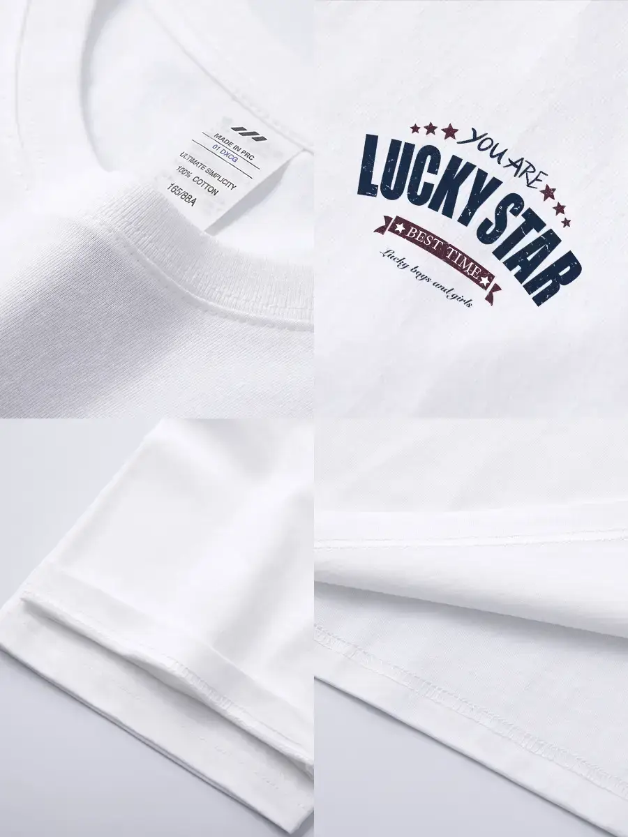 American Trend Letter Short Sleeve Men's 230g Cotton Top