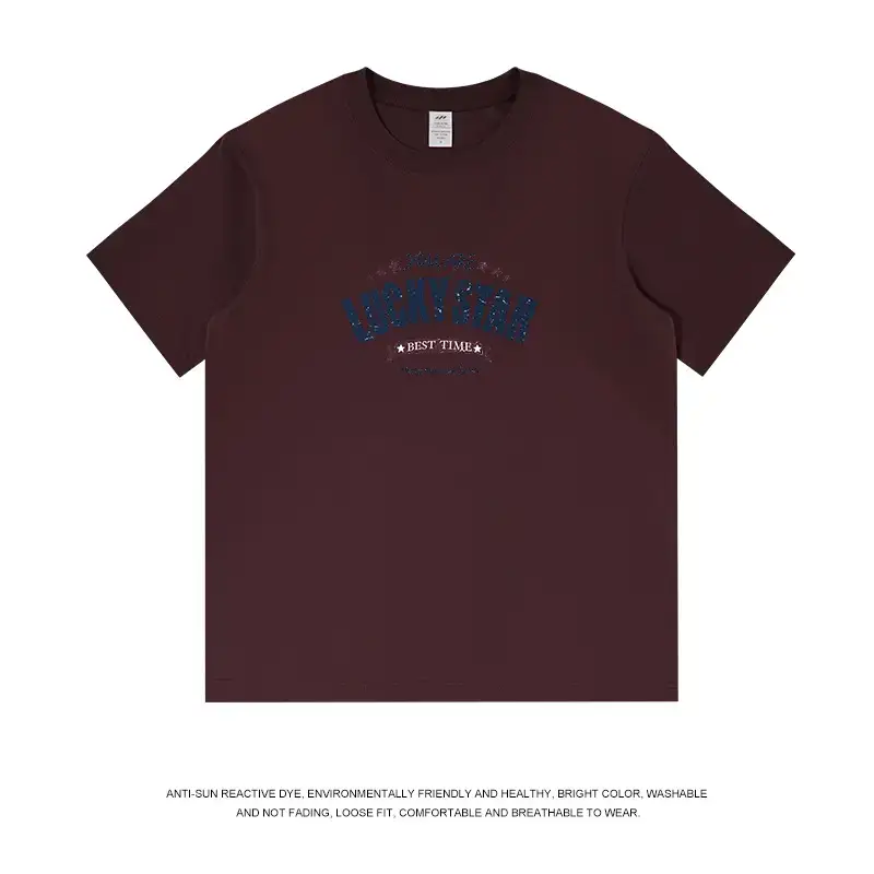 American Trend Letter Short Sleeve Men's 230g Cotton Top