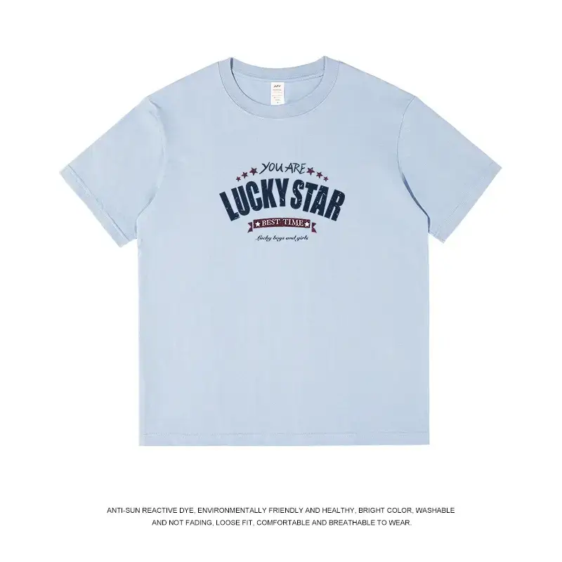 American Trend Letter Short Sleeve Men's 230g Cotton Top