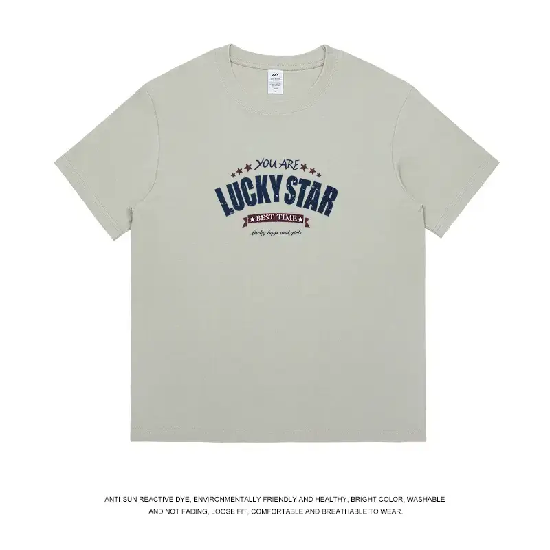 American Trend Letter Short Sleeve Men's 230g Cotton Top