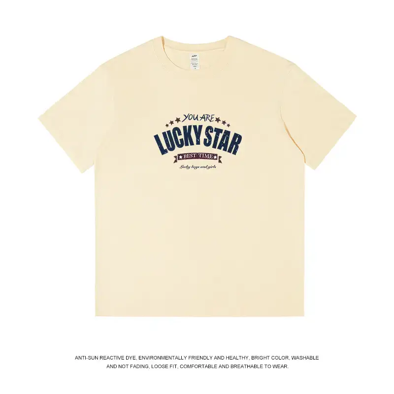 American Trend Letter Short Sleeve Men's 230g Cotton Top
