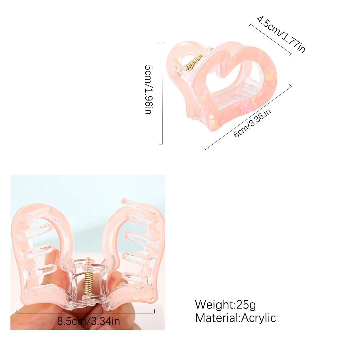 Half-Tied Hair Heart Hairpin with Acetic Acid