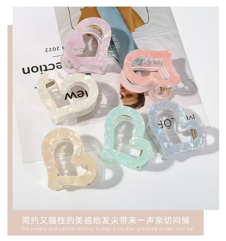 Half-Tied Hair Heart Hairpin with Acetic Acid — feature 3