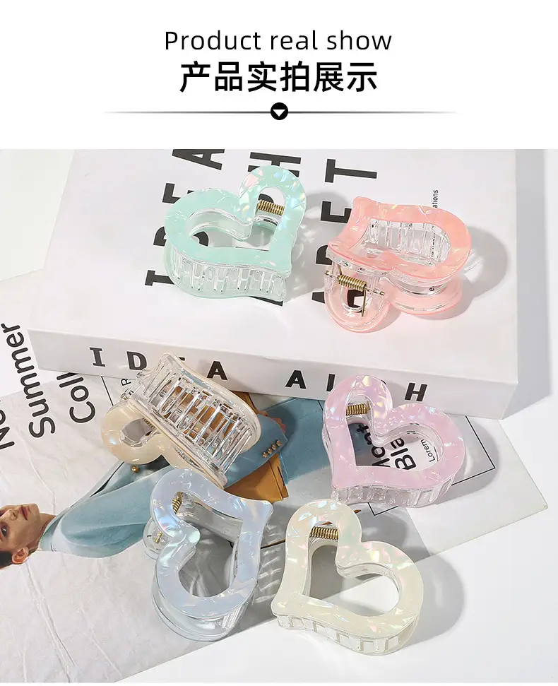 Half-Tied Hair Heart Hairpin with Acetic Acid — feature 7