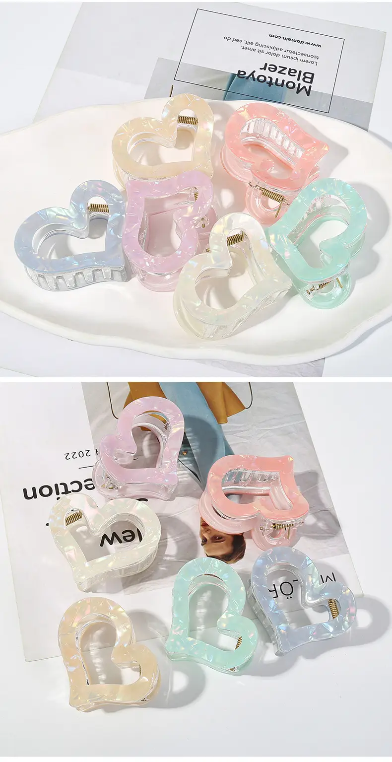 Half-Tied Hair Heart Hairpin with Acetic Acid — feature 9