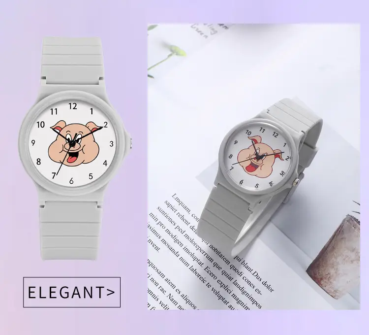 Kids Cartoon Piggy Watch Waterproof Silicone Quartz — feature 12