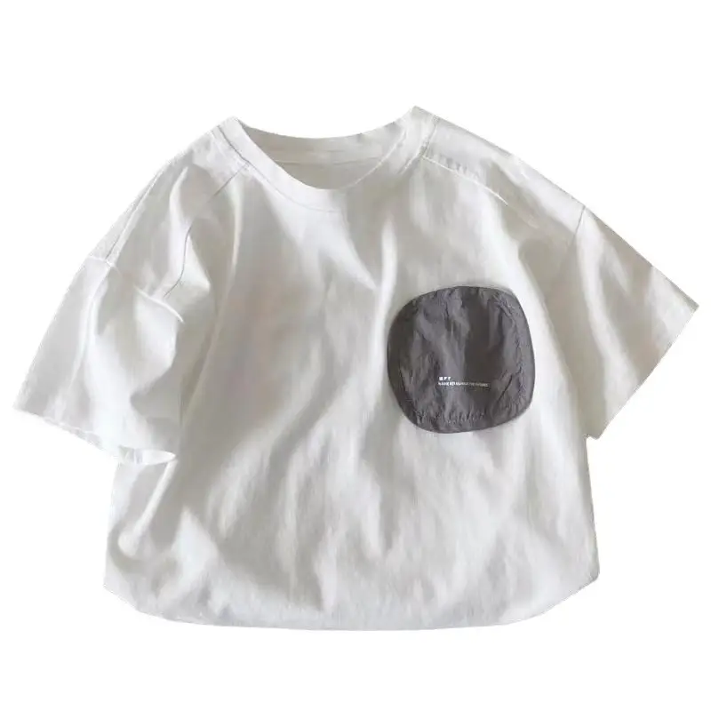 Boys Short Sleeve T-Shirt White Hip Hop Print Summer Wear - Image 5