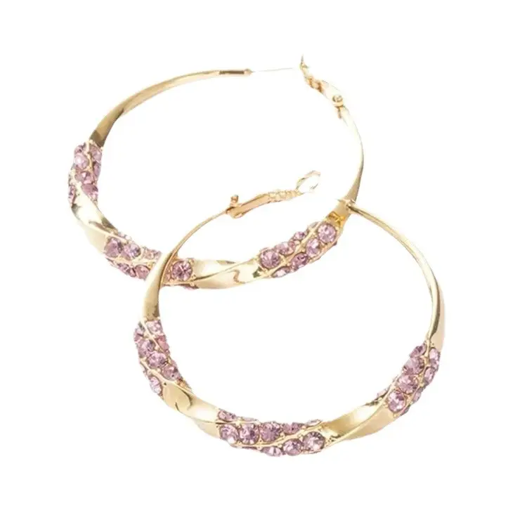 2024 New Diamond Twisted Hoop Earrings Women's Exaggerated Design Unique Personality Retro Ear Ring Wholesale - Image 7
