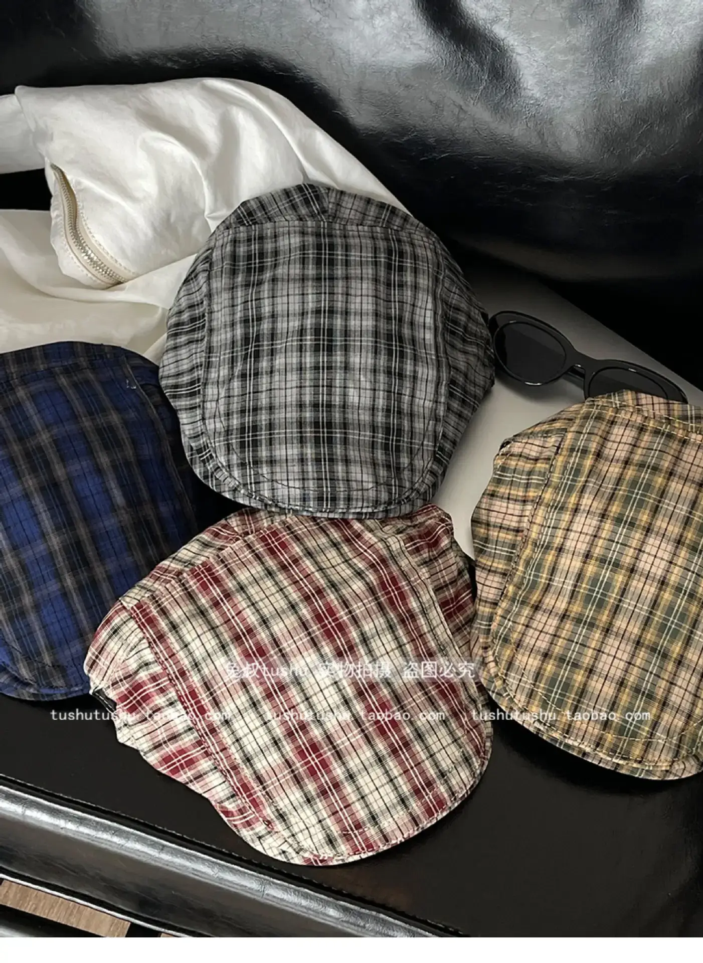 Retro Plaid Hat Women British Style Thin Duck Tongue Forward — feature 17