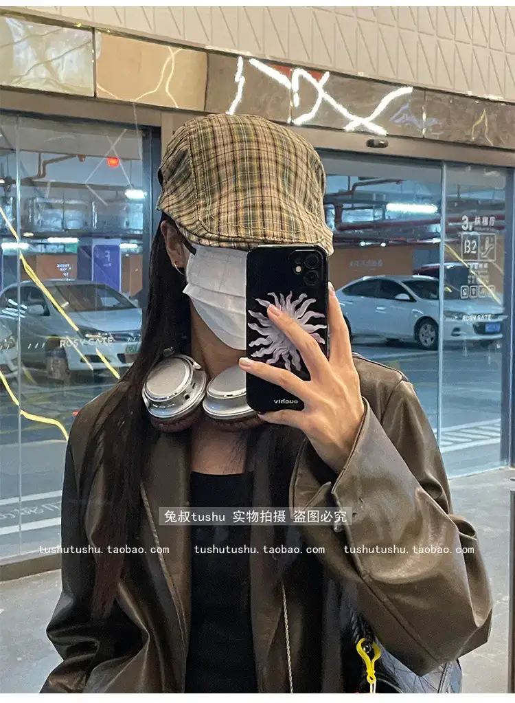 Retro Plaid Hat Women British Style Thin Duck Tongue Forward — feature 8
