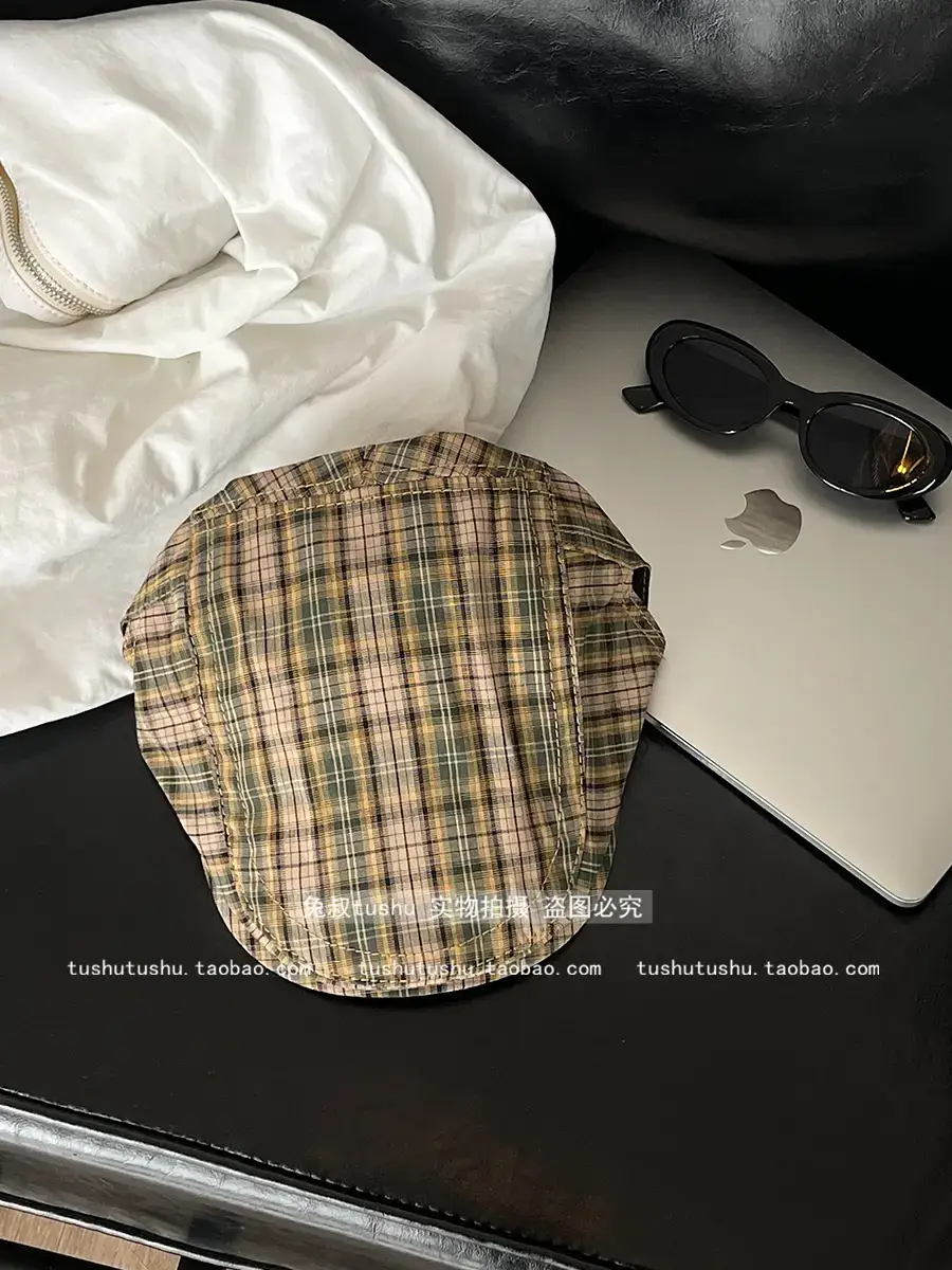 Retro Plaid Hat Women British Style Thin Duck Tongue Forward - Image 2