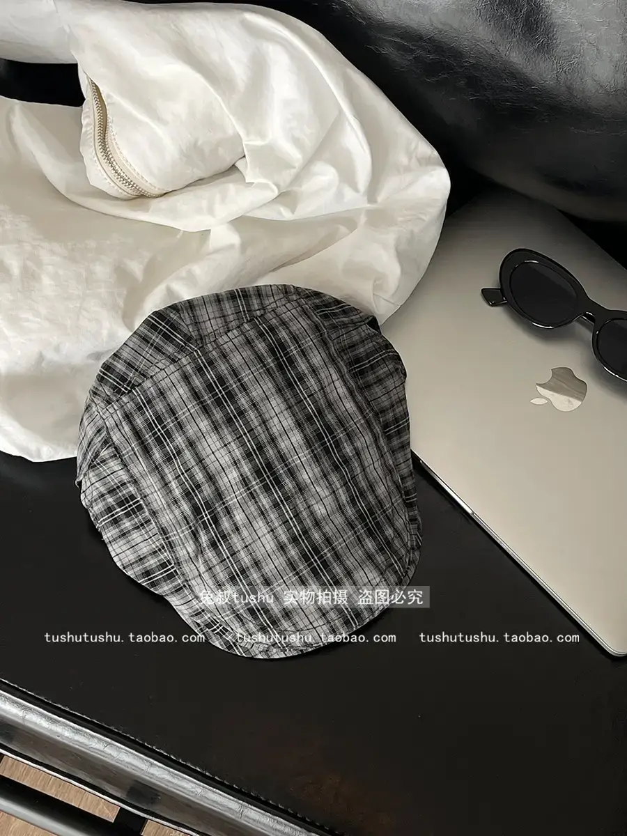 Retro Plaid Hat Women British Style Thin Duck Tongue Forward - Image 3