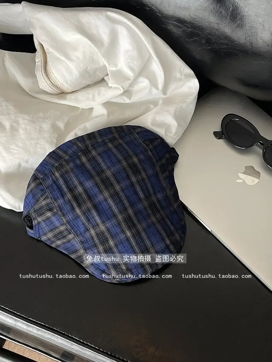 Retro Plaid Hat Women British Style Thin Duck Tongue Forward - Image 4