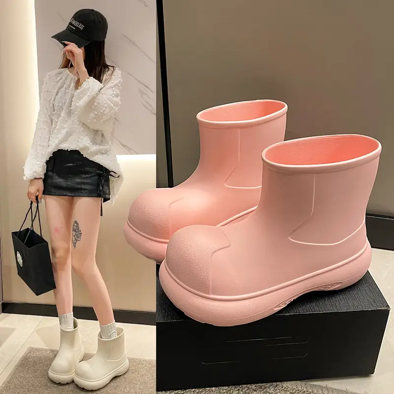 Internet Celebrity Rain Boots for Women 2025 New Clown Shoes Outdoor Thick-Soled Waterproof Non-Slip Rain Boots for Women Cute Short Boots - Image 5