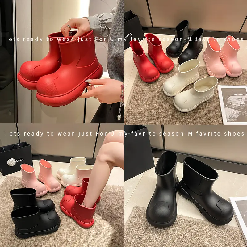 Internet Celebrity Rain Boots for Women 2025 New Clown Shoes Outdoor Thick-Soled Waterproof Non-Slip Rain Boots for Women Cute Short Boots - Image 7